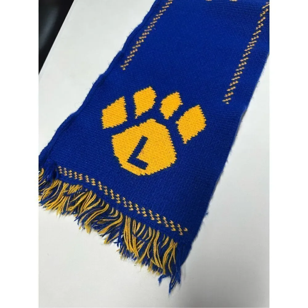 Rare Vintage George Bollenbach Co. Bear Country Cotton Blue Yellow Scarf 54”x7”